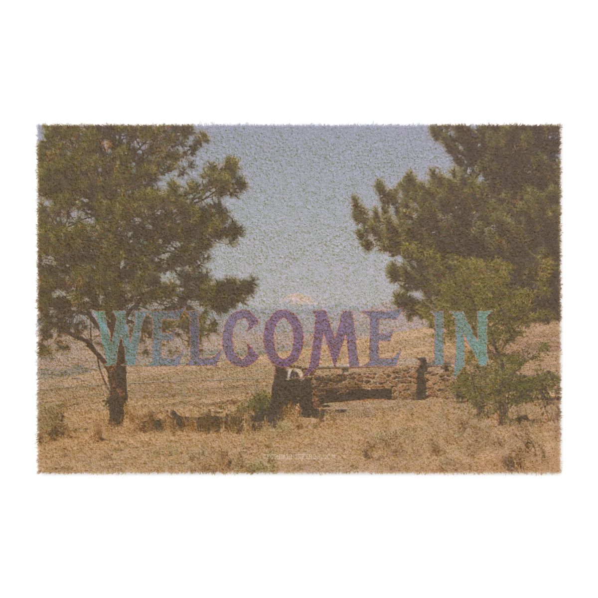 Welcome In Mat with Scenic Outdoor Landscape Artwork