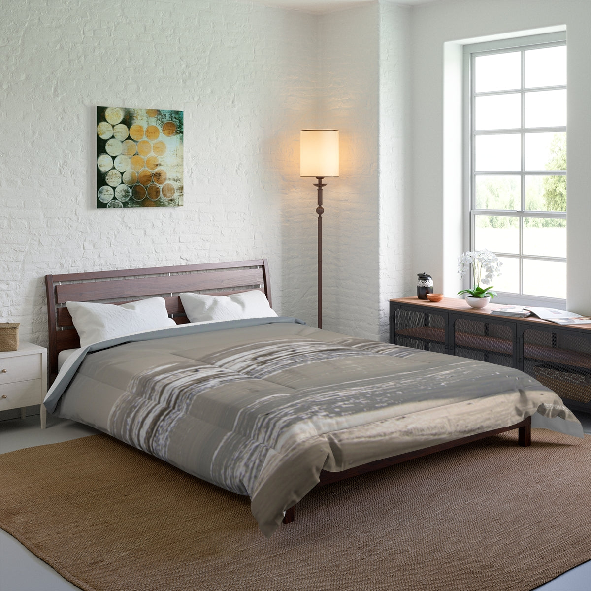 Abstract Art Piece in a Modern Bedroom Setting