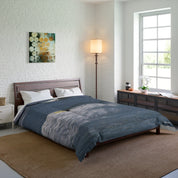 Peaceful Bedroom with Blue and Gray Bedding Décor