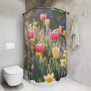 Colorful Tulip Garden Shower Curtain for Bathroom Decor