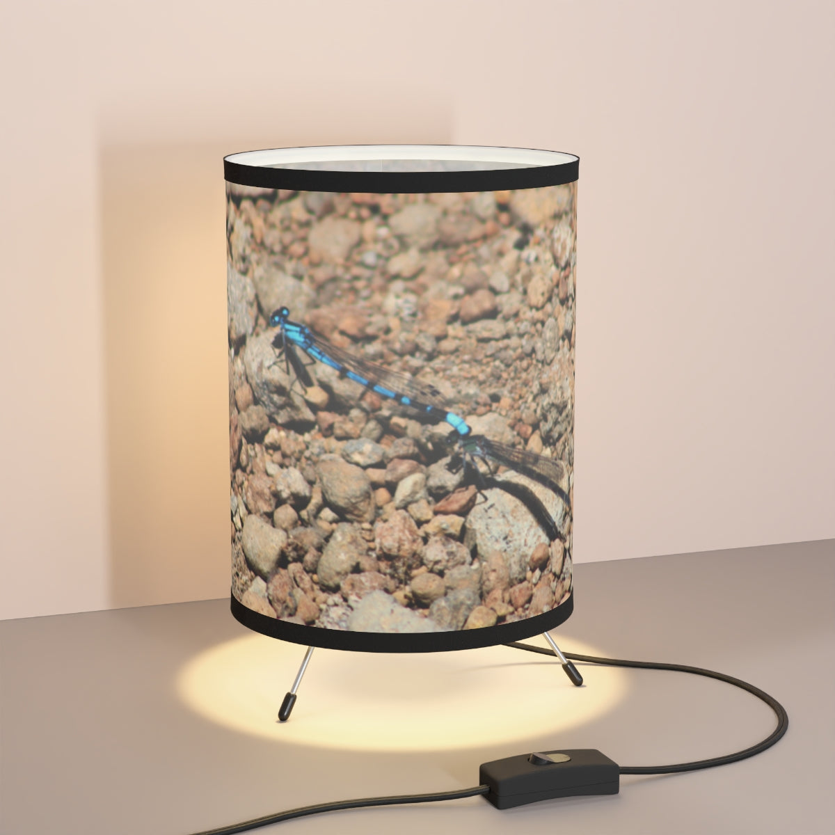 Blue Dragonfly on Rock Custom Table Lamp Product