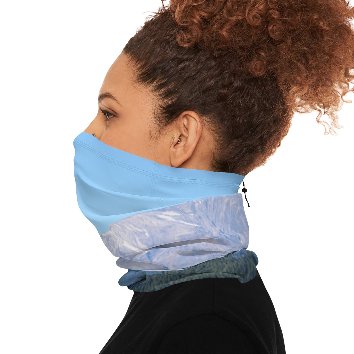 Versatile Blue and White Printed Neck Gaiter for Style
