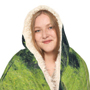 Cozy Hooded Blanket with Green Forest Design