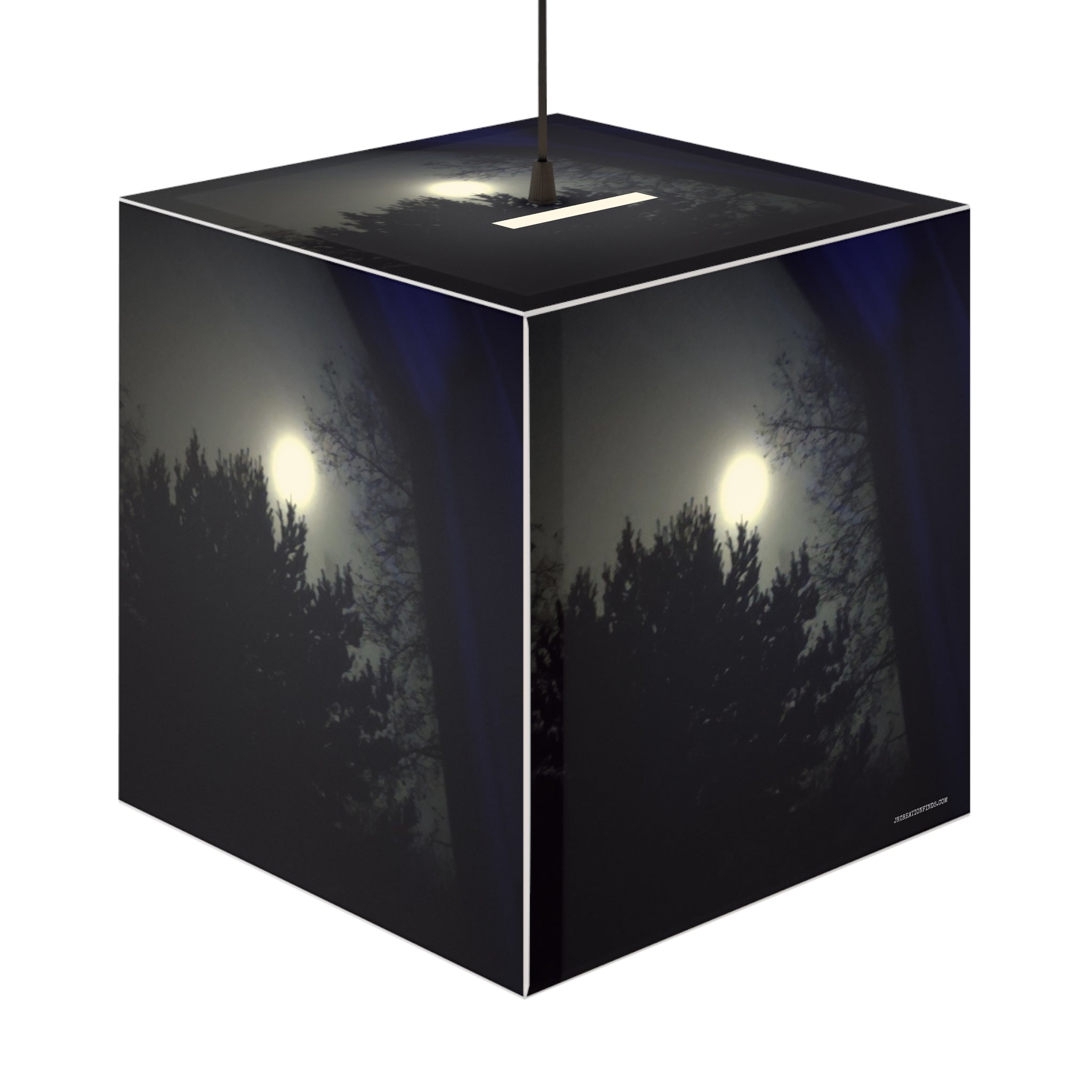 Dark Night Forest Scene Moonlit Cube Lamp Enchanting product type