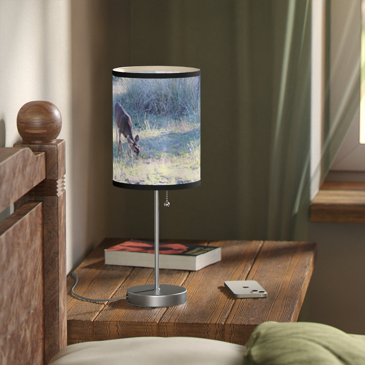 Elegant Deer Print Bedside Table Lamp Product