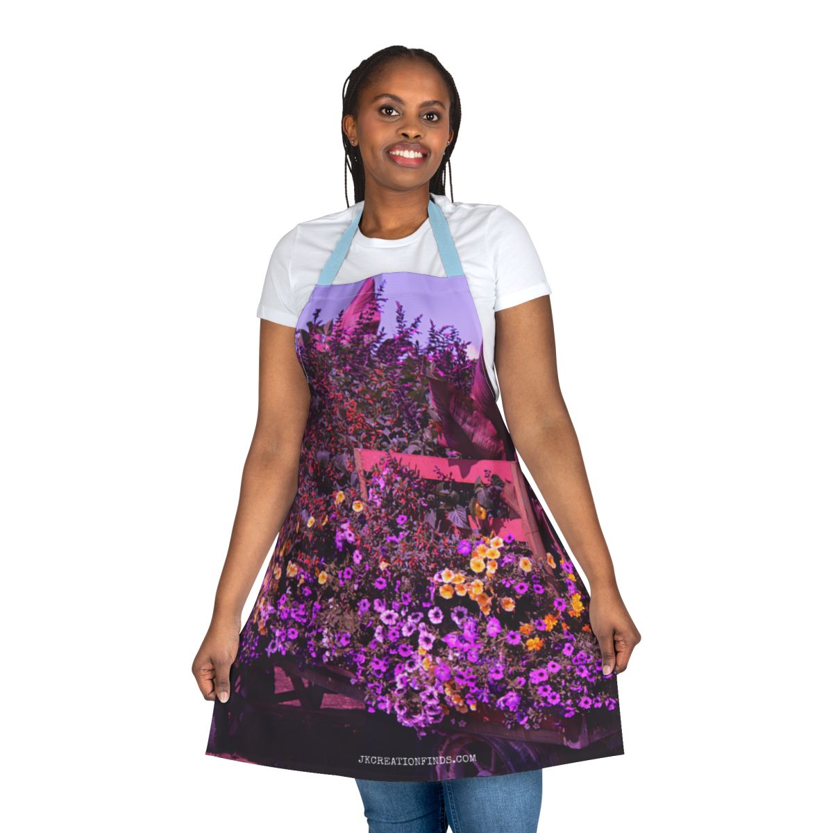Vibrant Floral Apron with Adjustable Neck Strap Cooking Accessory