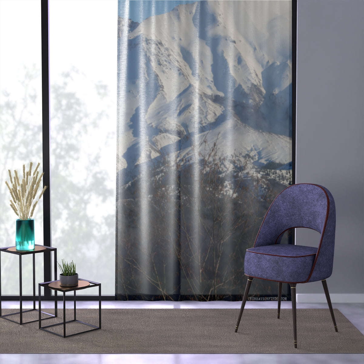 Snowy Mountain Window Curtain, Winter Mountain View, Nature Inspired Room Decor, Landscape Photography Curtain, Mountain Range Scenic View