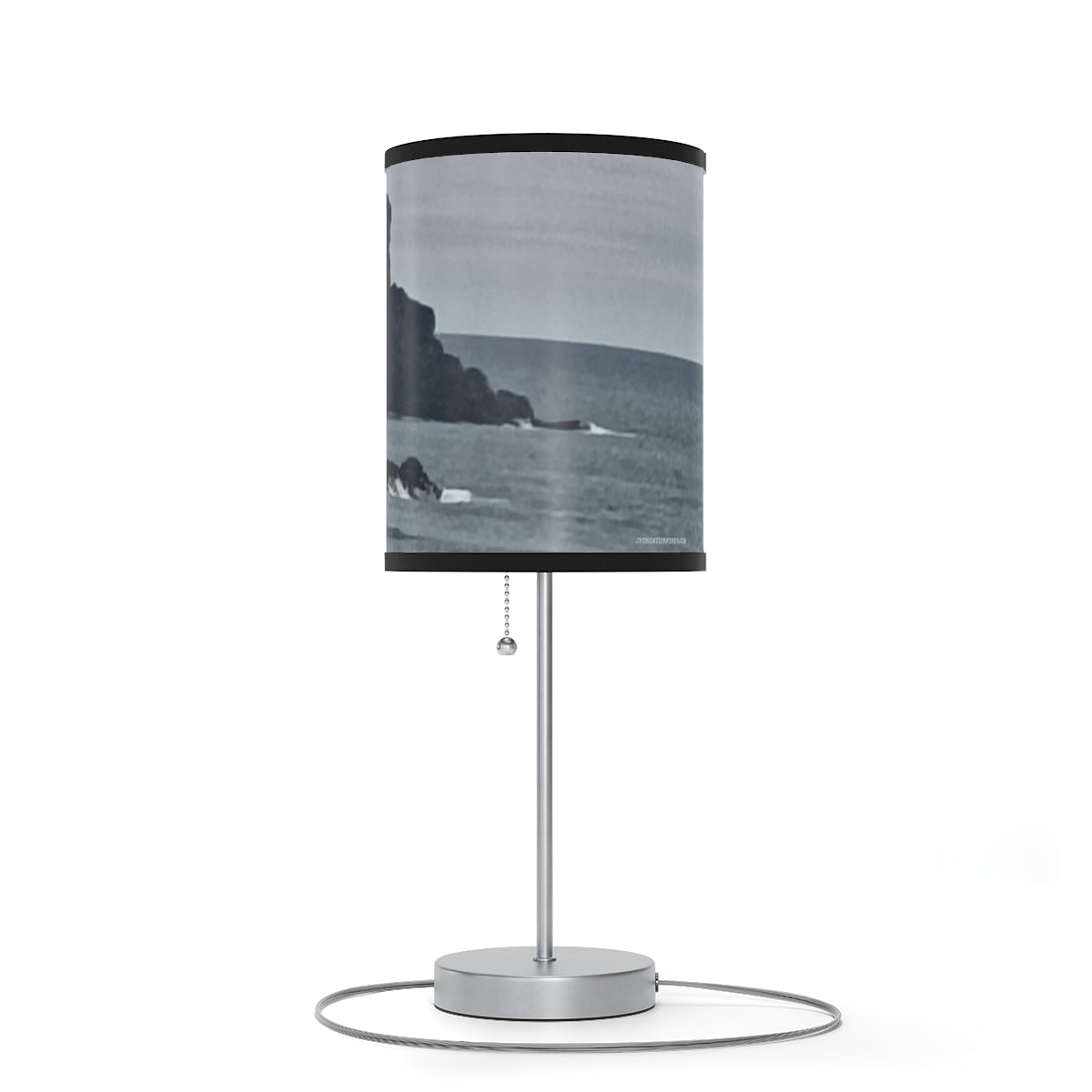 Coastal Landscape Photo Black and White Table Lamp
