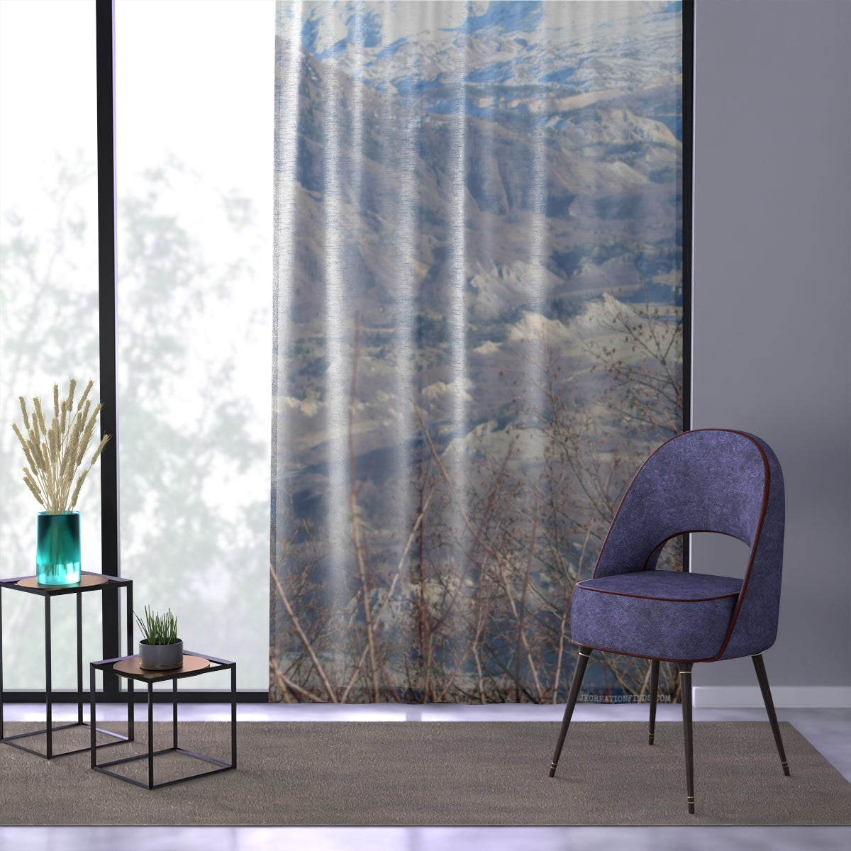 Mountain View Window Curtain, Snowy Peaks Curtains, Nature Scene Drapes, Scenic Landscape Window Treatment, Home Decor Curtains