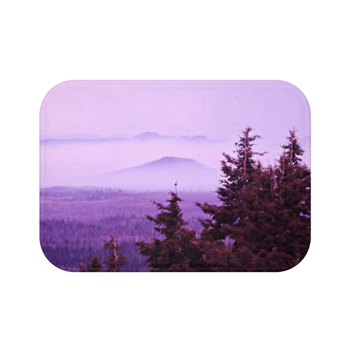 Purple Forest Mist Scenery Bath Mat for Home Decor