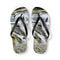 Flip-flops with a cascading waterfall pattern and black straps.