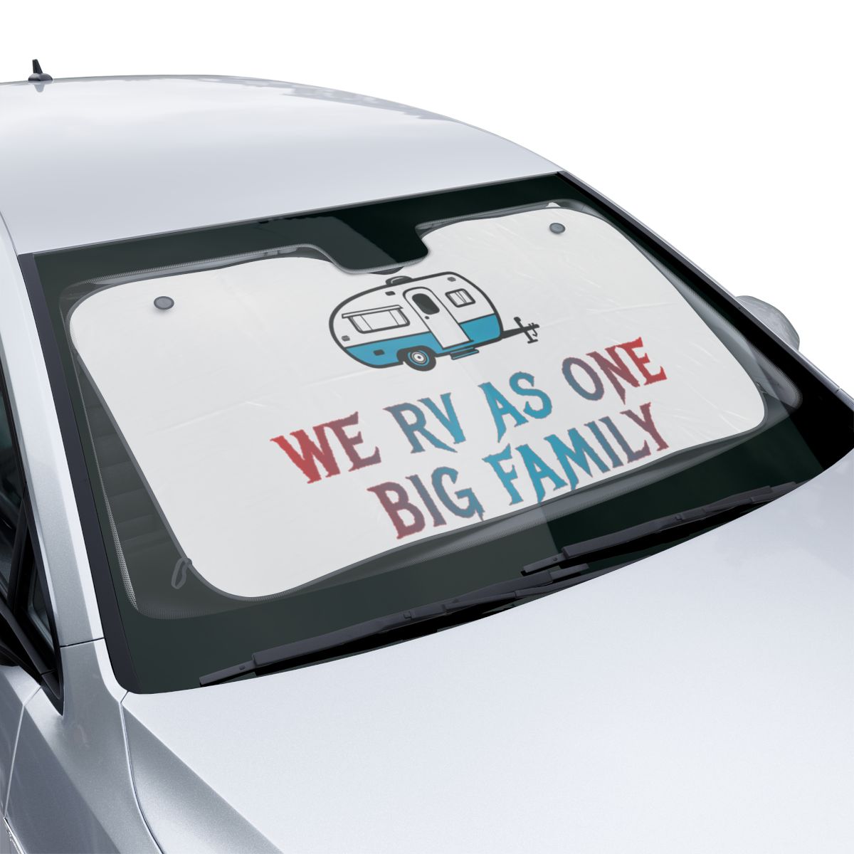 We RV As One Big Family Car Sunshade Accessory