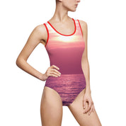 Sunset Ocean Print One-Piece Swimsuit for Women