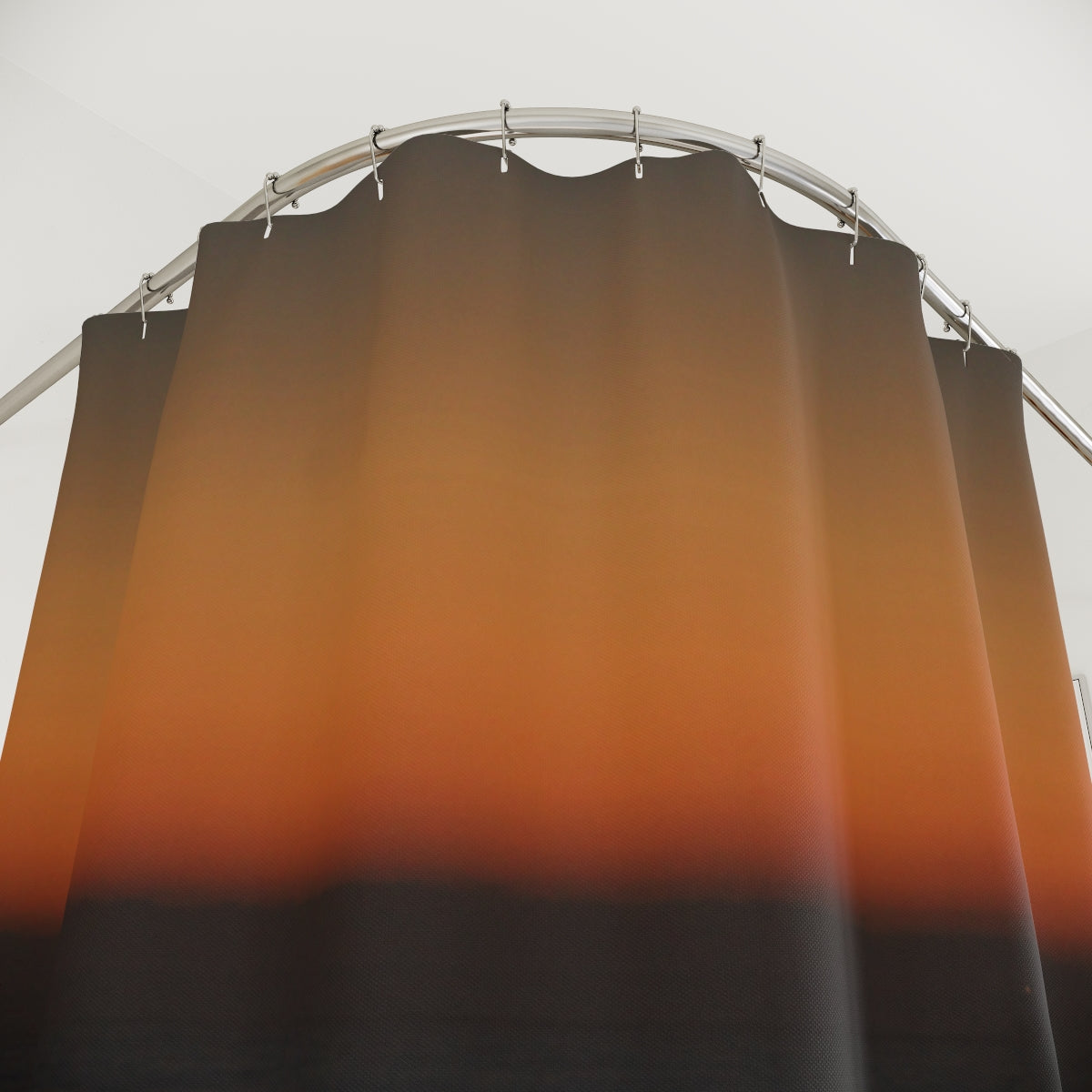 Gradient Orange and Black Bathroom Curtain