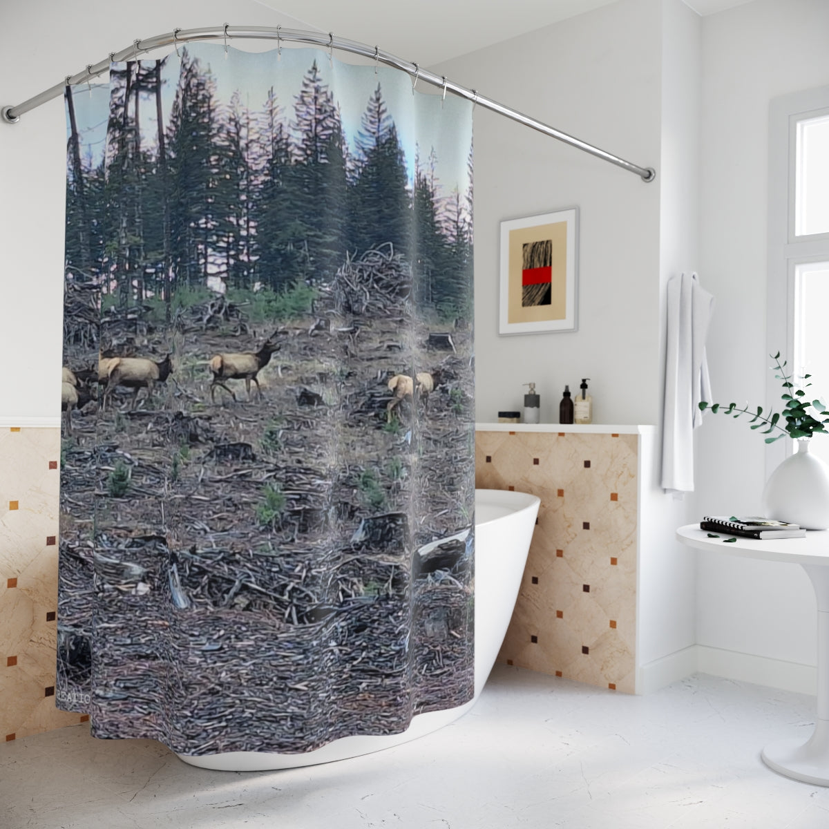 Forest Wildlife Printed Shower Curtain for Your Bathroom