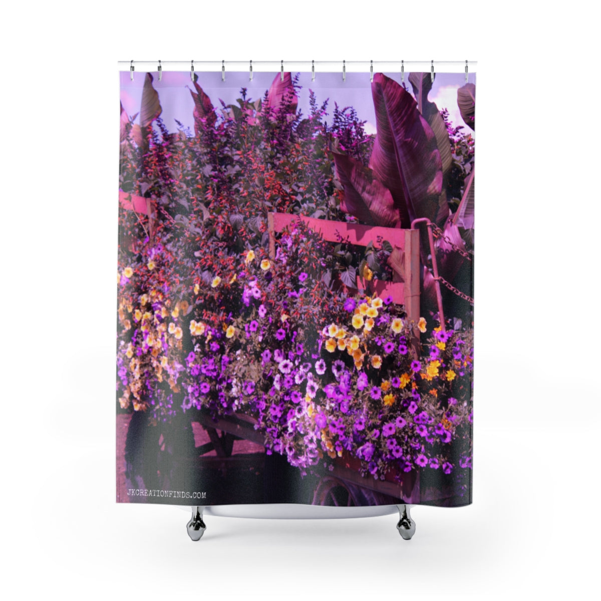 Colorful Flower Cart with Lush Plants Shower Curtain