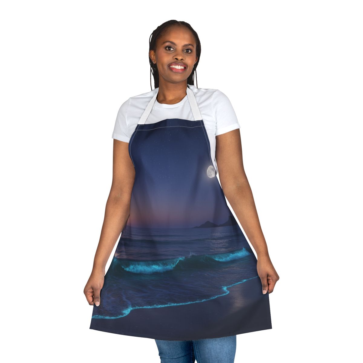Moonlit Ocean Scene Apron Kitchen Accessory