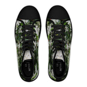 High-top sneakers with a floral pattern, US M 7 / F 9 labels visible.