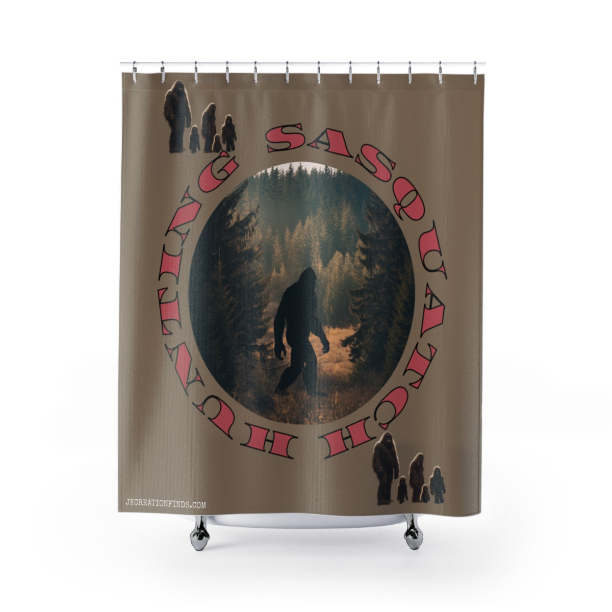 Unique Hunting Sasquatch Forest Design Shower Curtain