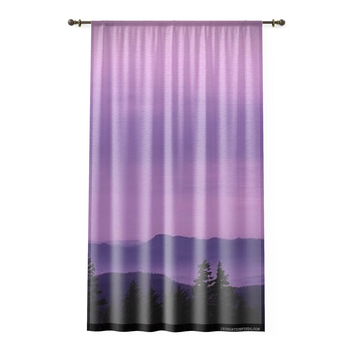 Purple Mountain Window Curtain, Forest View Drapes, Aesthetic Home Decor, Nature Inspired Curtain, Scenic Window Covering, Room Accent