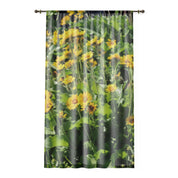 Yellow Flower Window Curtain, Golden Aster Floral Drapes, Botanical Nature Home Decor, Bright Spring Summer Sunlight Window Treatment