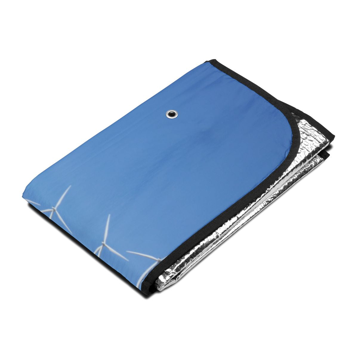 Portable Blue Wind Turbine Print Insulated Blanket