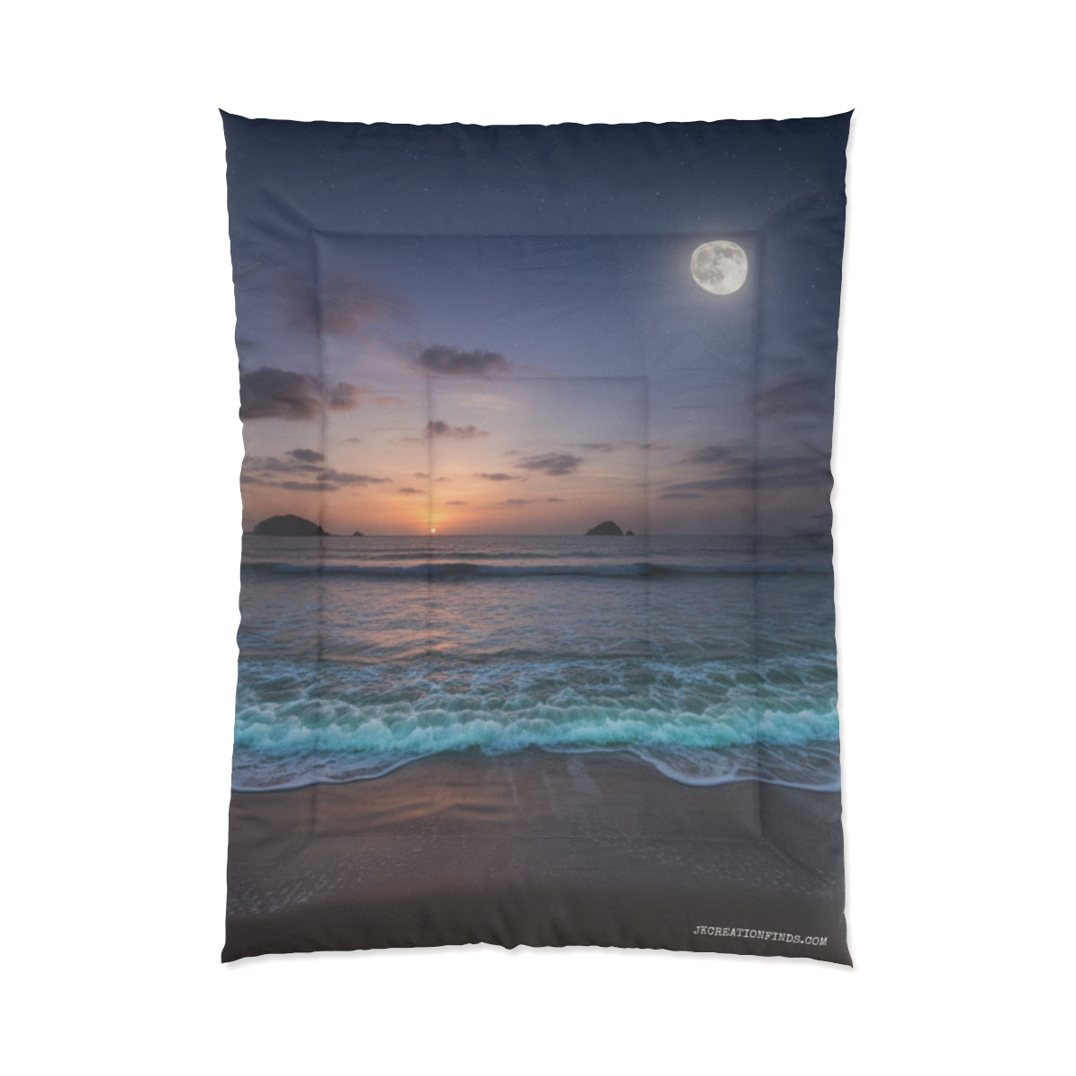 Moonlit Ocean Scene at Sunset Cozy Comforter