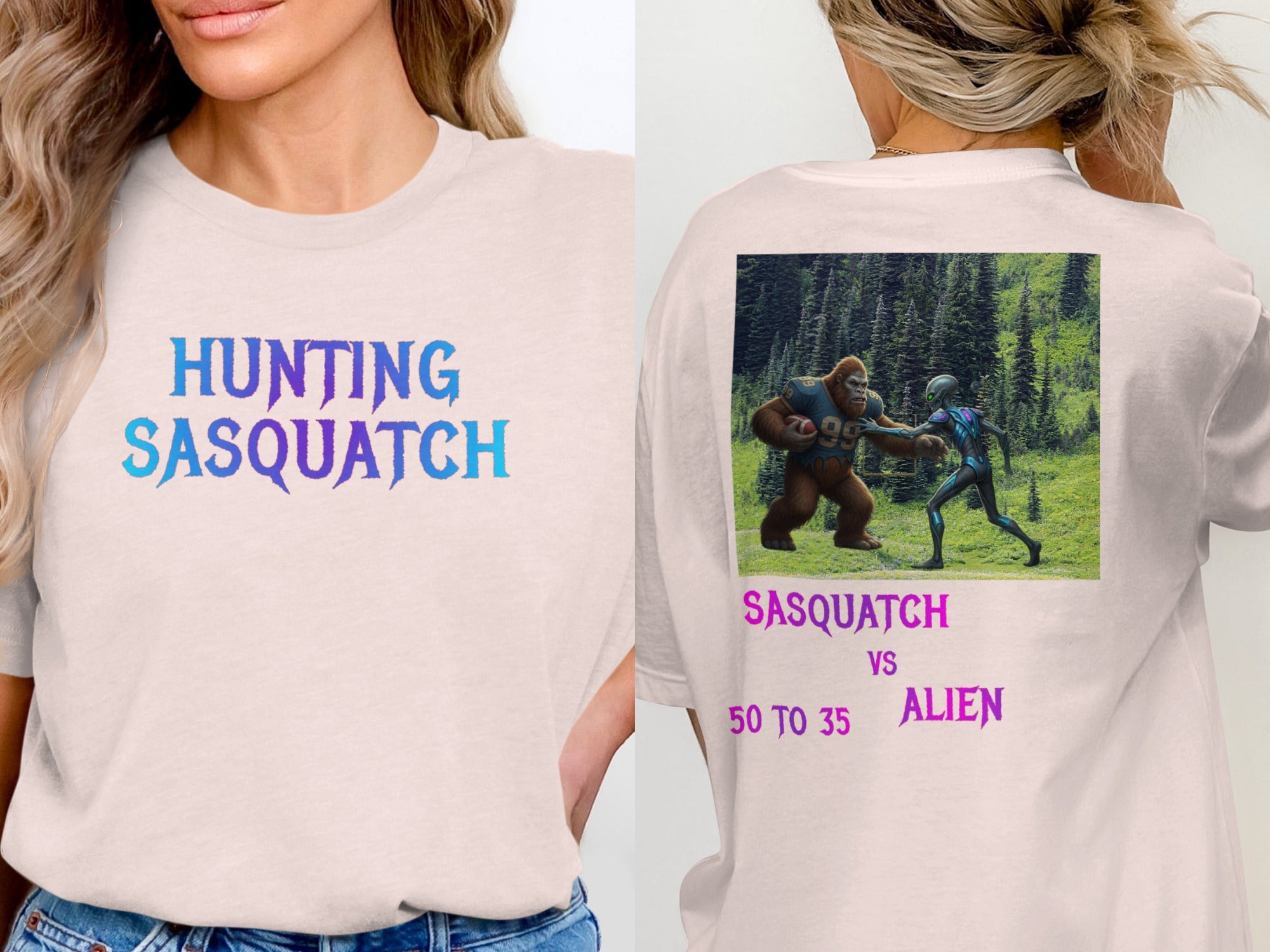Hunting Sasquatch Sasquatch vs Alien T-Shirt