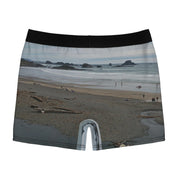 Men's boxer briefs with a beach landscape print.