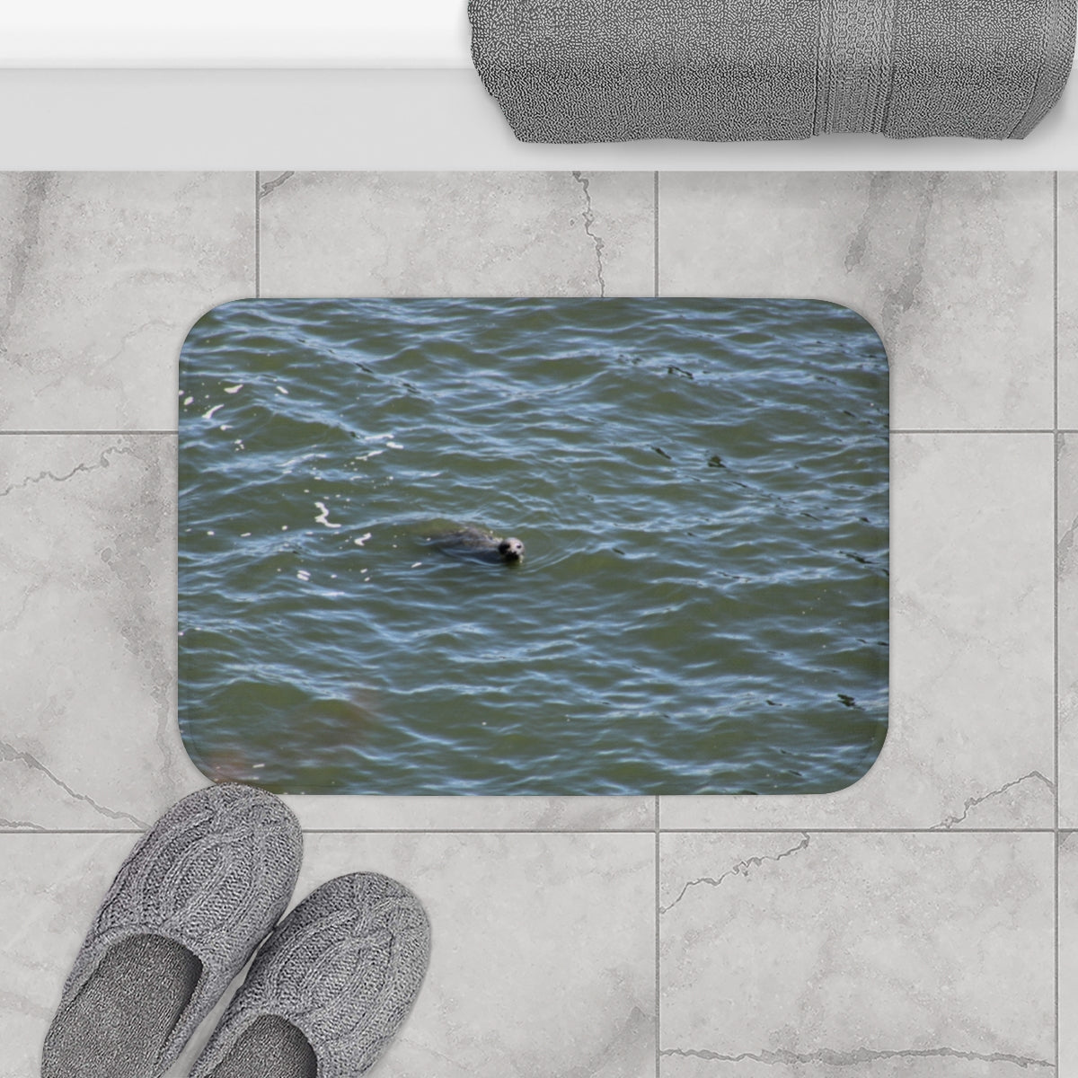 Adorable Swimming Sea Otter Bath Mat for Your Bathroom