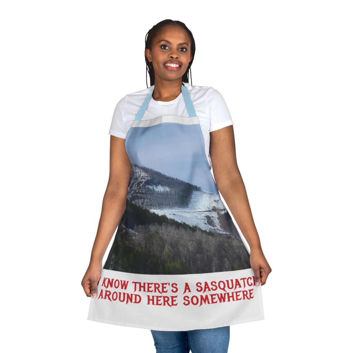 Sasquatch Forest Apron with Mountain Scene Design