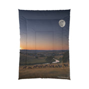 Majestic Evening Landscape with Elk Print Blanket
