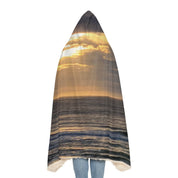 Golden Sunset Over Ocean Printed Hooded Blanket