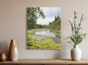 Serene Pond Landscape with Lush Greenery Wall Art product