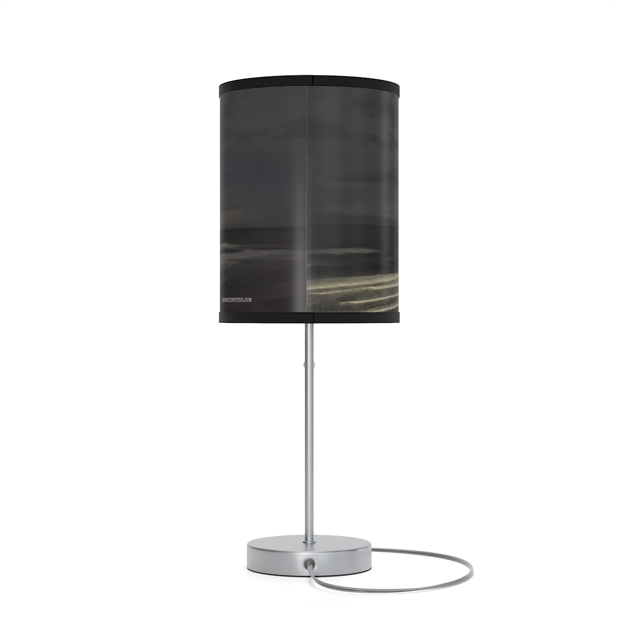 Smocked Black and Silver Cylindrical Table Lamp Product