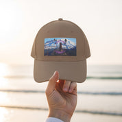 Scenic Mountain and Wolves Graphics on Beige Cap product