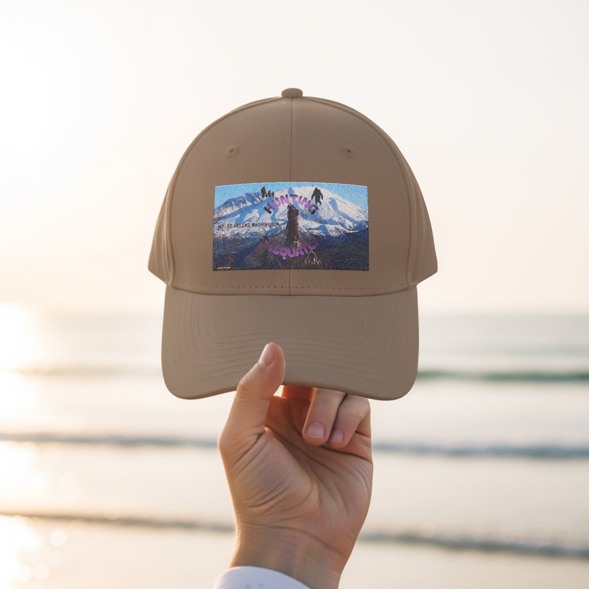 Scenic Mountain and Wolves Graphics on Beige Cap product