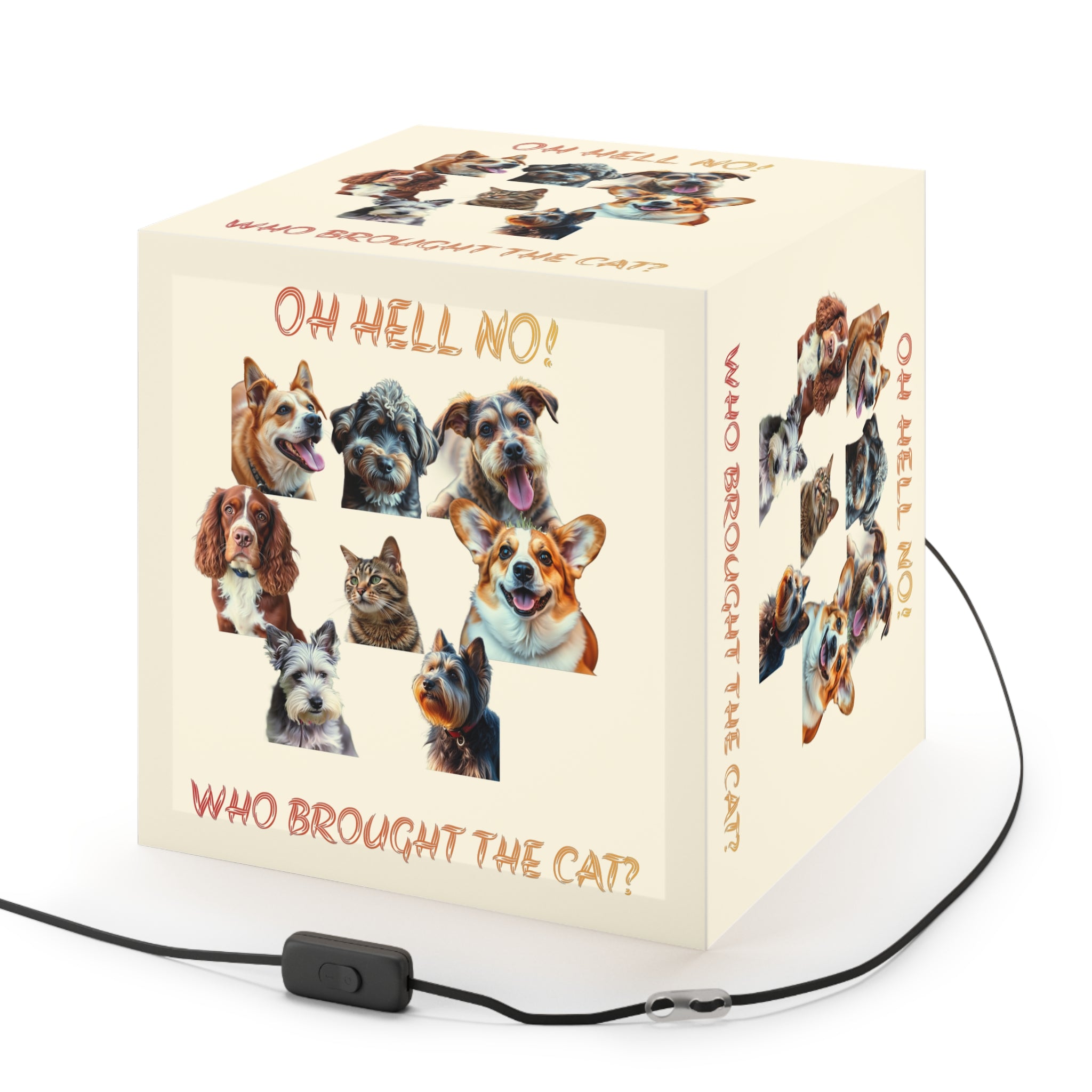OH HELL NO WHO BROUGHT THE CAT Dogs Cats Light Box product type