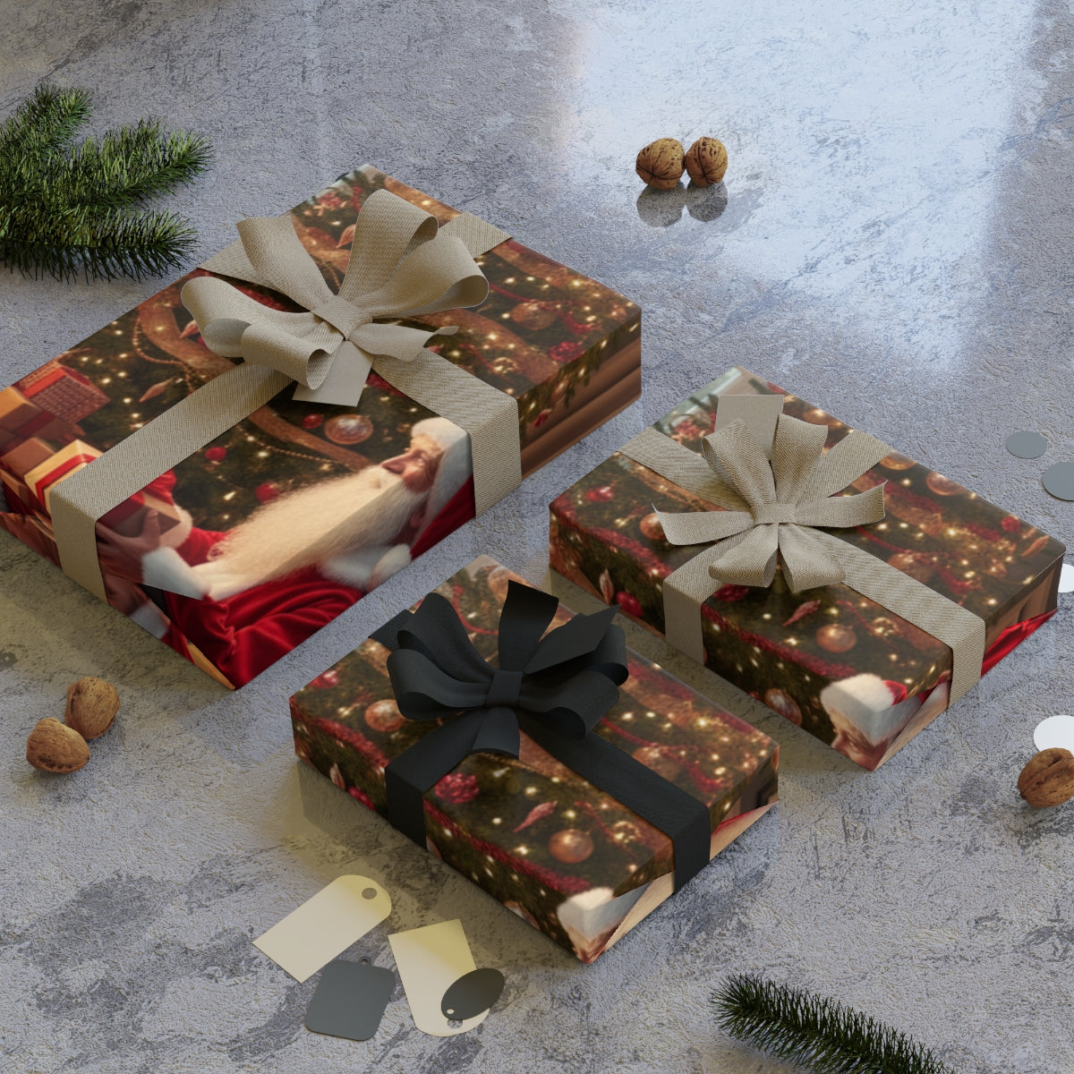 Festive Holiday Christmas Presents with Santa Design