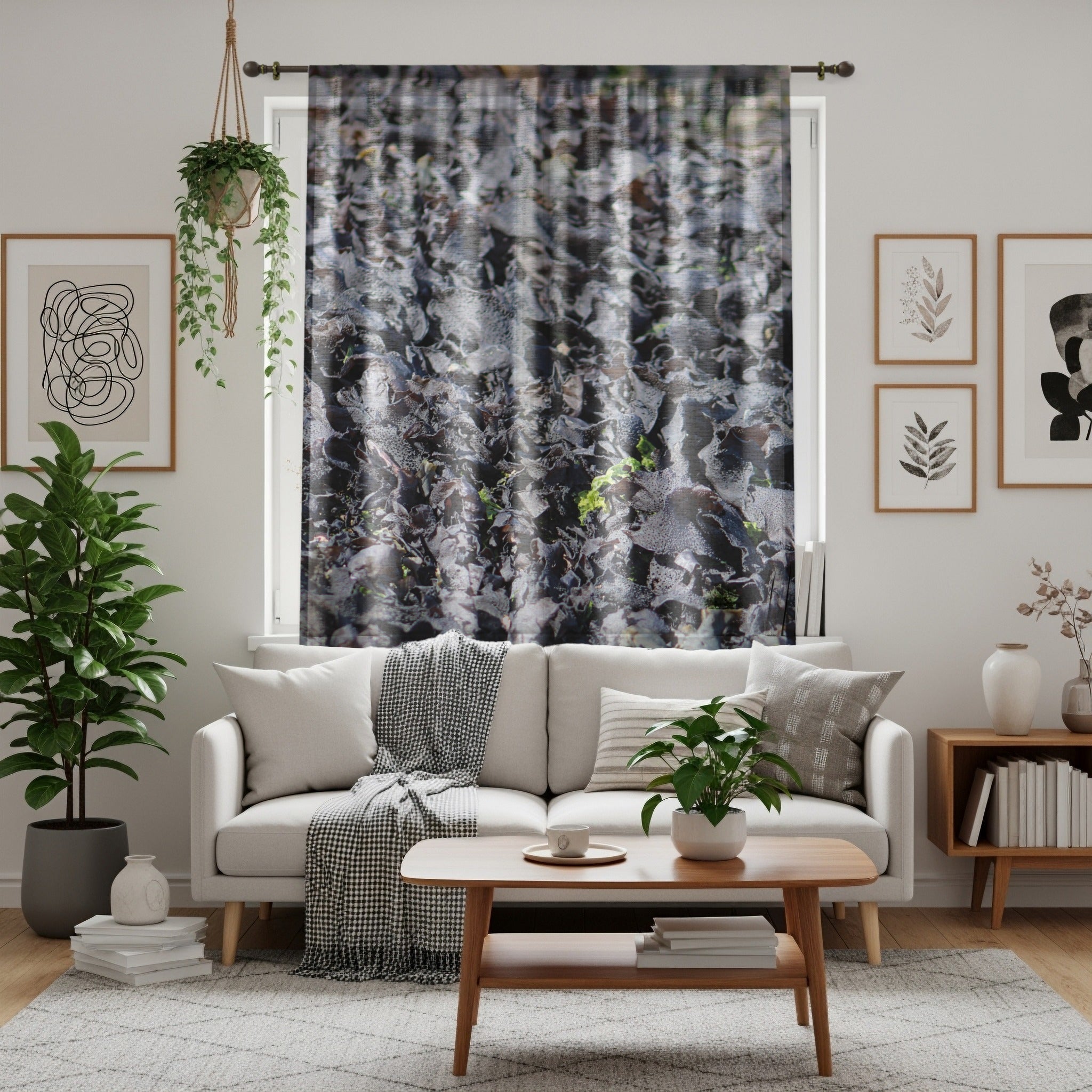 Dark Seaweed Window Curtain, Ocean Botanical, Moody Home Decor, Coastal Living, Algae Print, Nature Inspired, Unique Drapes