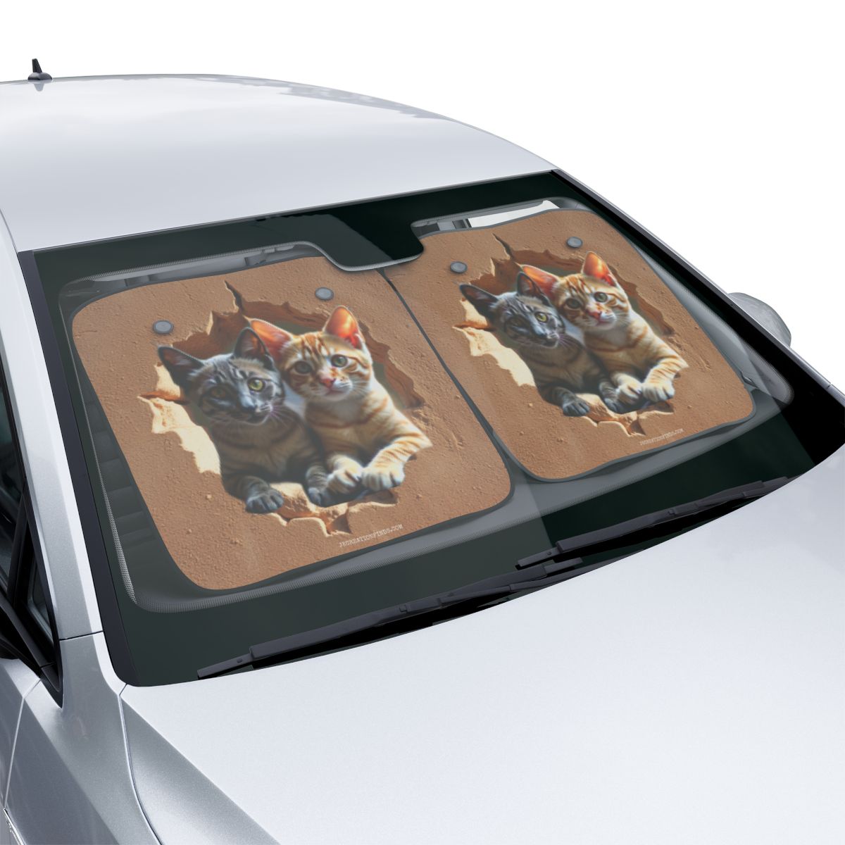 Adorable Cat Illustration Car Windshield Sunshade