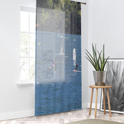 Scenic Sailboats on the River Window Curtain