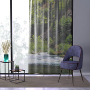 River Window Curtain, Nature Landscape Home Decor, Water Flowing Sunlight, Forest Scene Drape, Scenic View Window Covering, Indoor Outdoor