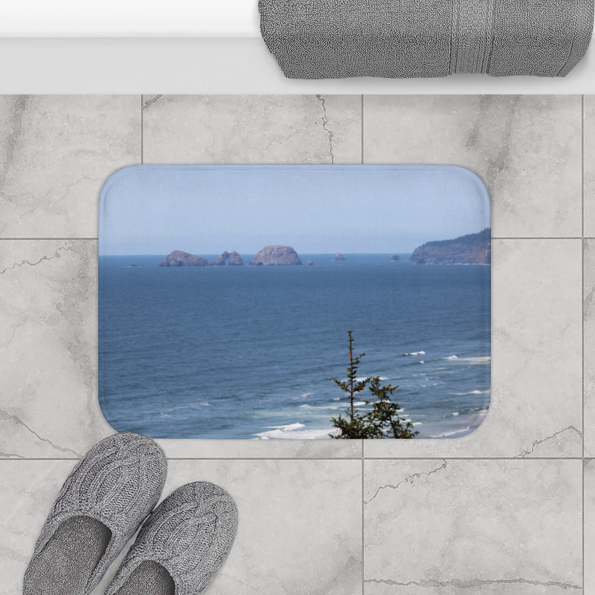 Coastal Ocean View Bath Mat Bathroom Decor Item