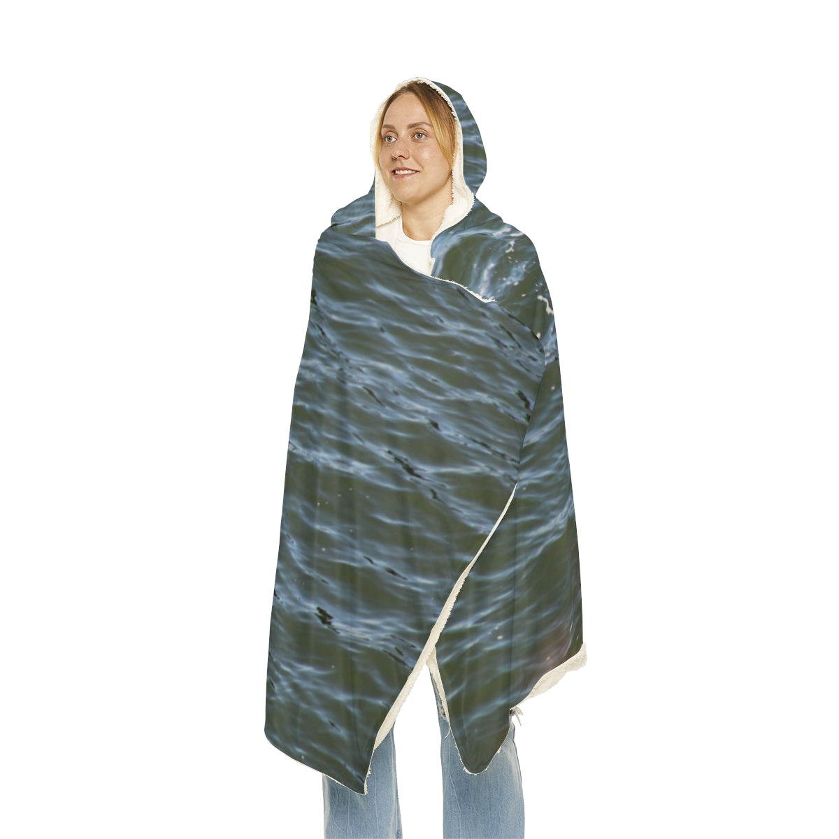Ocean Waves Pattern Hooded Blanket Cozy and Stylish