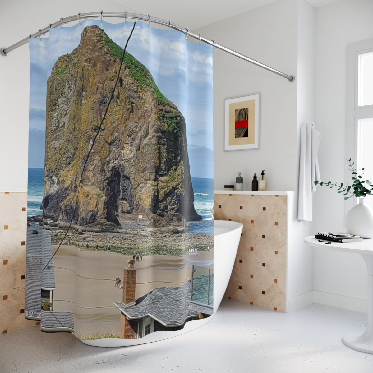 Coastal Cliff and Ocean View Shower Curtain