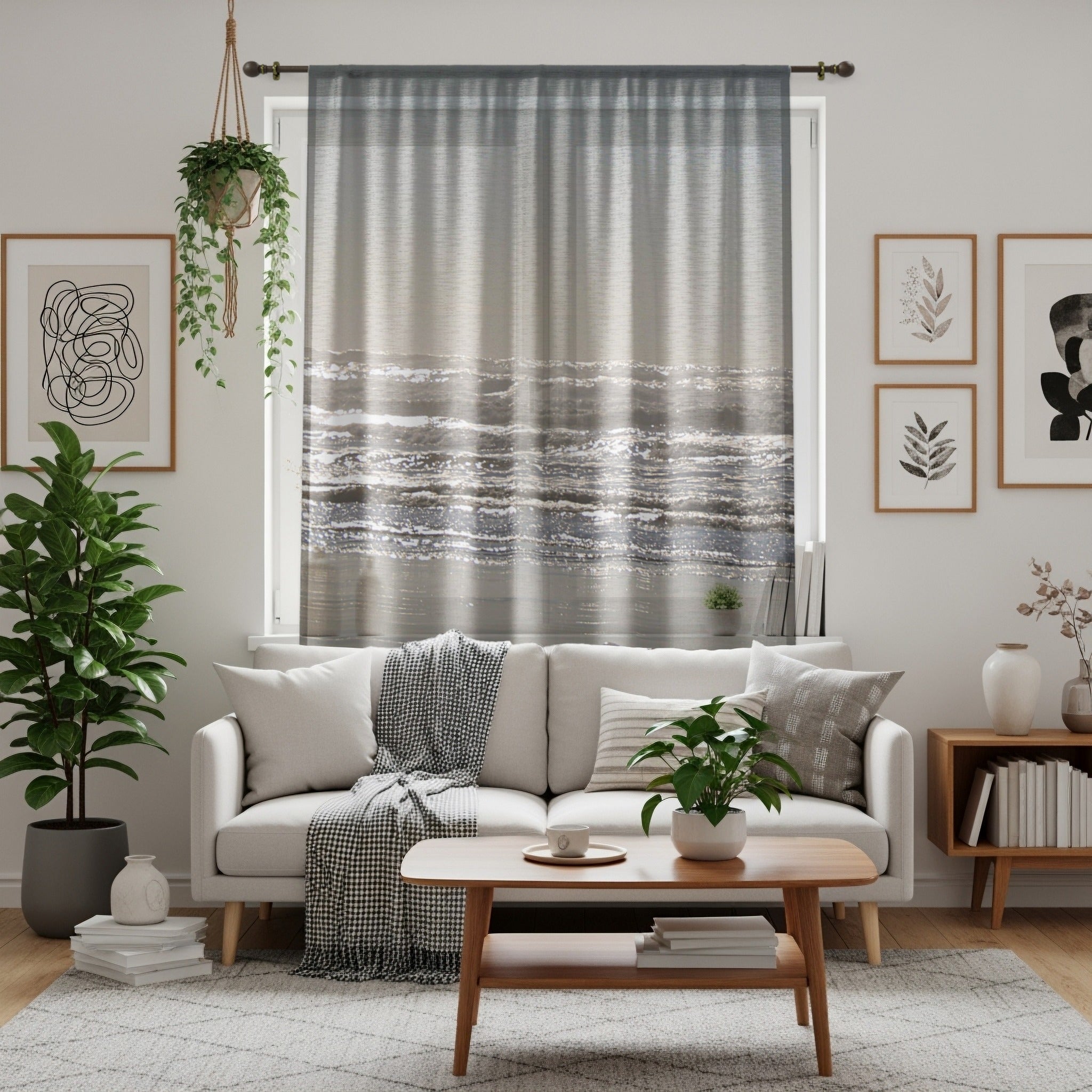 Ocean Wave Window Curtain, Beach Scenery Curtains, Coastal Home Decor, Seascape Window Treatment, Sunlight Waves, Relaxing View Curtain