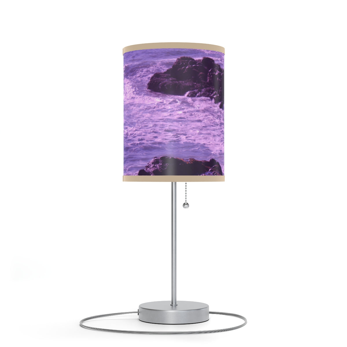 Ocean Waves Purple Print Metal Stand Lamp
