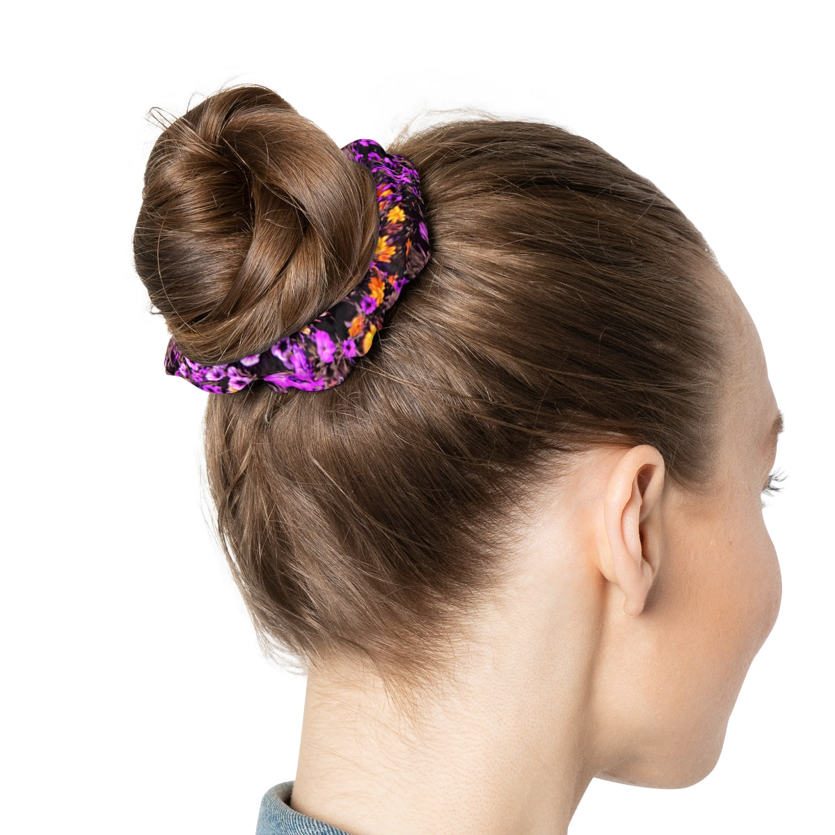 Vibrant Floral Pattern Hair Scrunchie for Stylish Updos