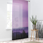 Purple Mountain Window Curtain, Forest View Drapes, Aesthetic Home Decor, Nature Inspired Curtain, Scenic Window Covering, Room Accent